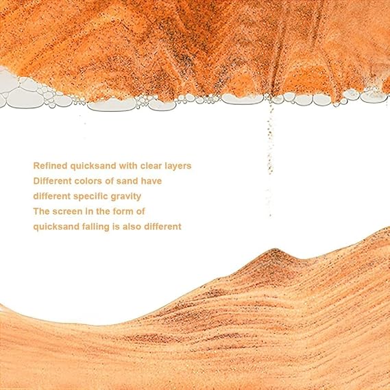CLEMATIS Moving Sand Art Picture Glass Liquid Painting 3D Natural Landscape showpieces for Home Decor Antique Gifts for Kids Office Desktop Decoration (Lighting Sandscape Orange)