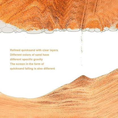 CLEMATIS Moving Sand Art Picture Glass Liquid Painting 3D Natural Landscape showpieces for Home Decor Antique Gifts for Kids Office Desktop Decoration (Lighting Sandscape Orange)